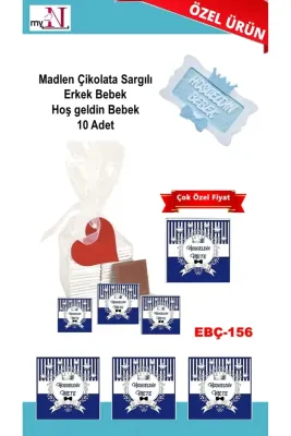 Madlen Çikolata Sargılı Erkek Bebek Hoş geldin Bebek 10 Adet