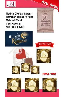 Madlen Çikolata Sargılı Ramazan Temalı 75 Adet - Mehmet Efendi Türk Kahvesi 100 GR X 1 Adet