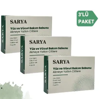 SARYA COSMETİC Sivilce ve akne sabunu Çay ağacı Glikolik asit Salisilik asit Propolis (3'Lü Paket)