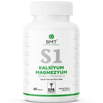 SARYA COSMETİC S1™ Kalsiyum, Magnezyum, Çinko ve Vitamin D 60 Tablet Gıda Takviyesi Kemik Sağlığı (Cal,Mag,Zn,VitD)