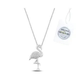 ZEY GÜMÜŞ Zirconia Taşlı Flamingo Kolye 925 AYAR GÜMÜŞ