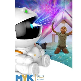 MYK HEDİYE VE SANAT ATÖLYESİ Astronot Projektör Led Işık Lazer Galaxy 360 Yıldız Projeksiyon Aurora Bulutlu Çocuk Gece Lambası