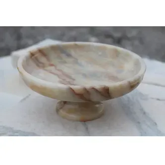 Pergamon Afyon Bal mermeri dekoratif sunum tabağı ayaklı model 20 cm