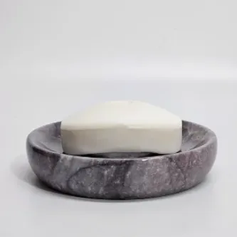 Pergamon Gerçek Mermer Katı Sabunluk El Yapımıdır Tamamen Doğal Mermer Koyu Leylak mor rengi