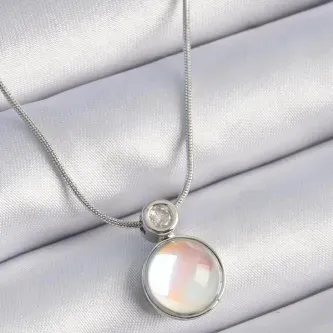 BUTİK AYVİTRİN 316L Çelik Gümüş Renk Beyaz Sedefli Vintage Kadın Kolye