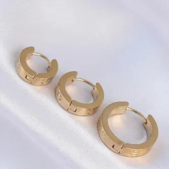 BUTİK AYVİTRİN 316L Çelik Gold Renk Model 3lü Halka Küpe